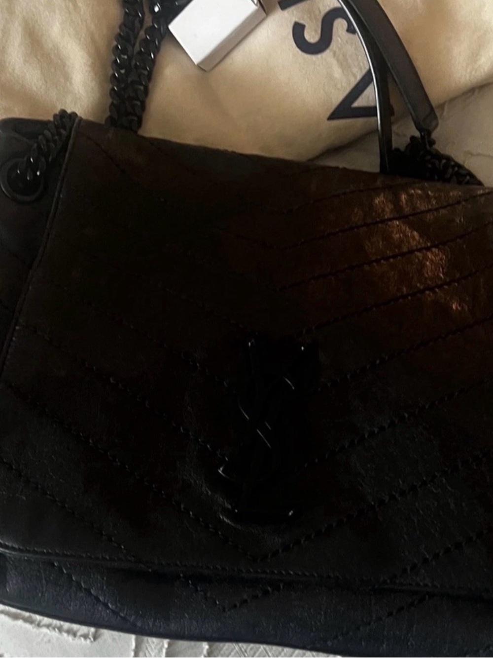 Saint Laurent Black Quilted soho Leather Shoulder Bag with YSL Monogram - Picture 2 of 15